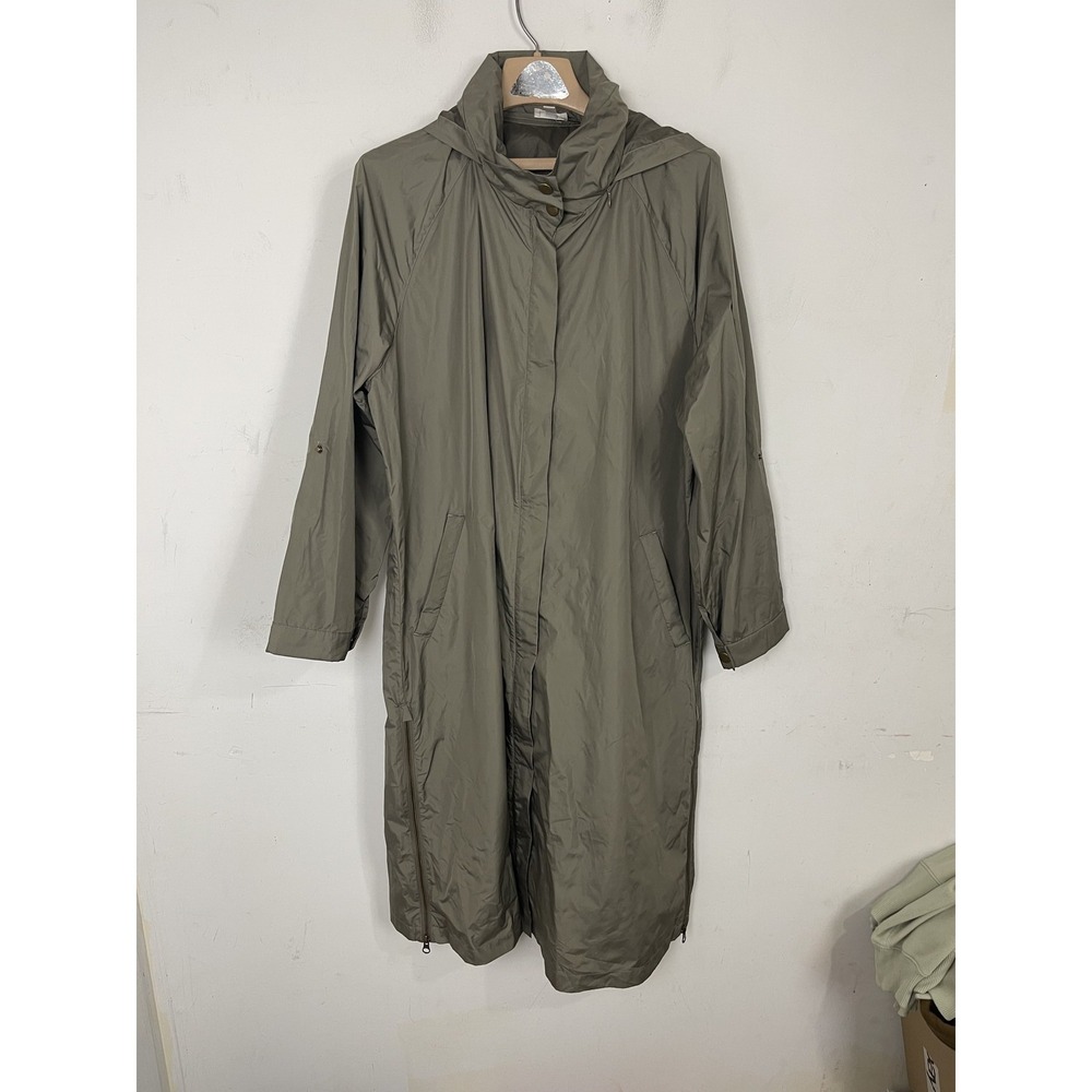 Garnet Hill Women's Size 16 Hooded Rain Jacket Anorak Coat Olive Green NEW
